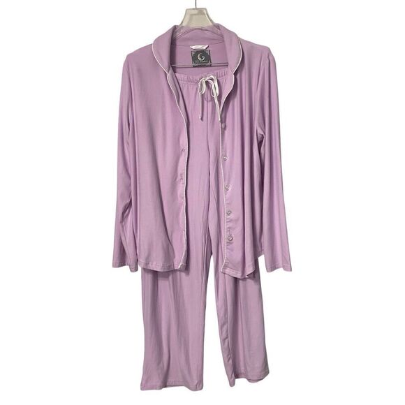 PJ Couture Cozy and Plush Women’s Pajama Set 2Pcs. Sz L Lt Purple 5-Button Front - Picture 3 of 7